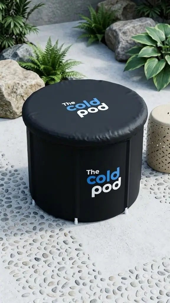 BiohackTub Lab testing frame stability on The Cold Pod Portable Ice Bath Tub