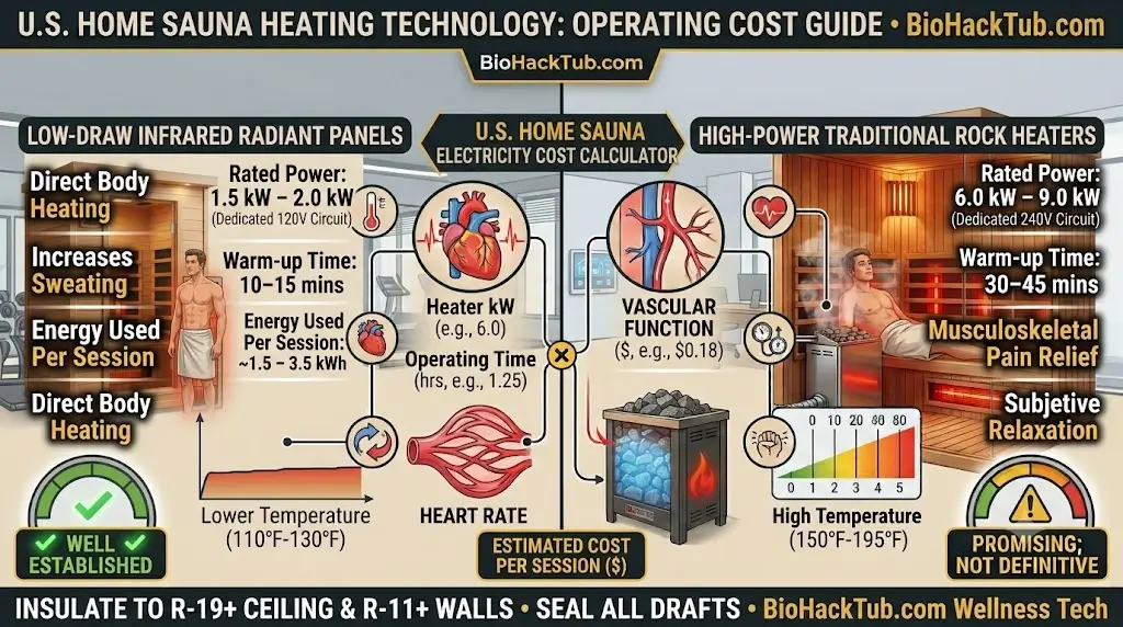 Comparison between infrared radiant heating panels and traditional convection rock sauna heaters