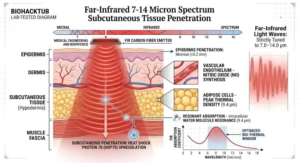 Far-Infrared 7-14 Micron Spectrum Subcutaneous Tissue Penetration Diagram