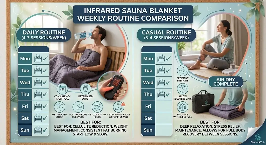 Infrared sauna blanket weekly routine comparison: daily vs 3 to 4 times per week