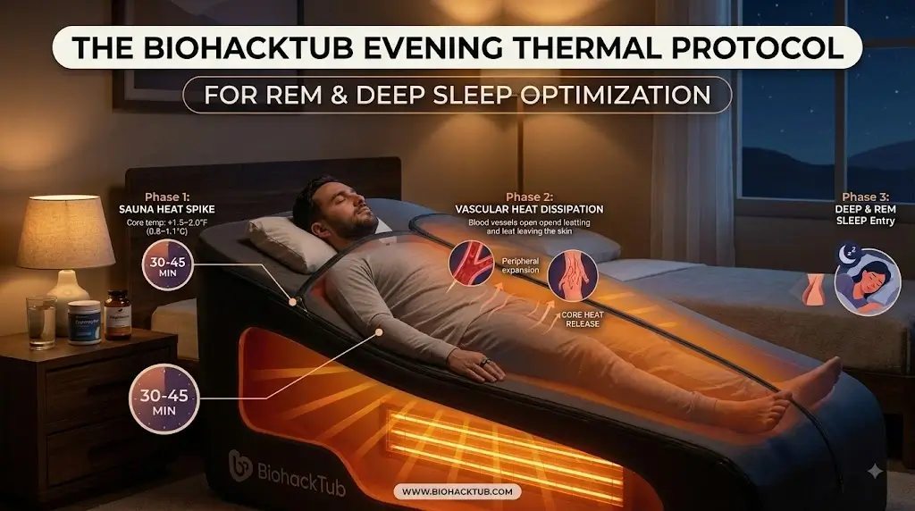 Person resting comfortably inside an infrared sauna blanket as part of an evening sleep wind-down routine