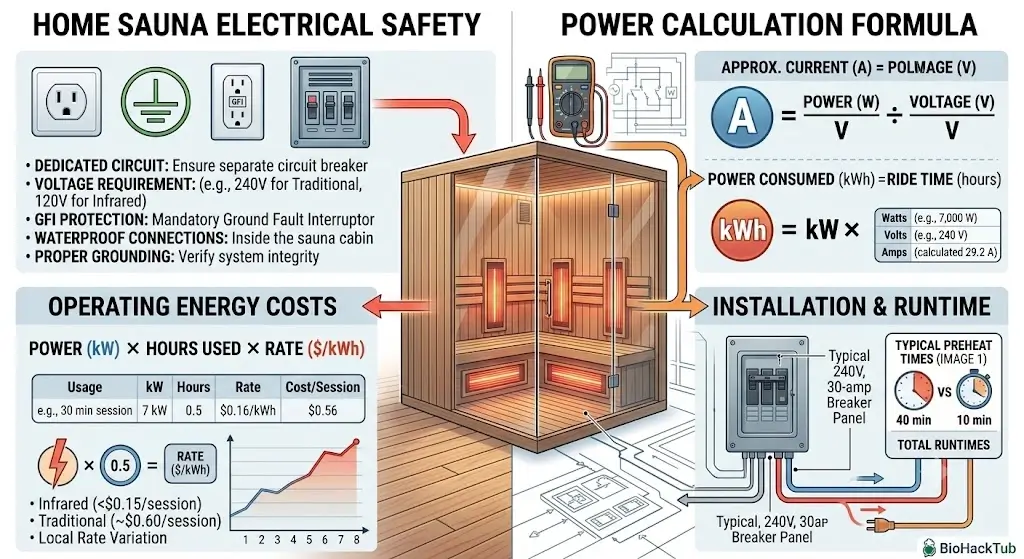 Guide to home sauna electrical safety, power calculation formula, and energy costs